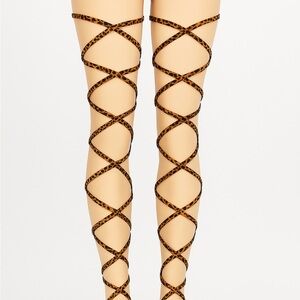 Leopard Print Crisscross Tights